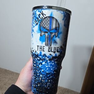 30oz "Back the Blue" Tumbler with Straw